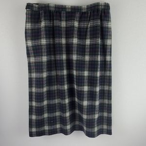 VTG Pendleton Wool Plaid Knee Length Lined Skirt 16 blue red green white